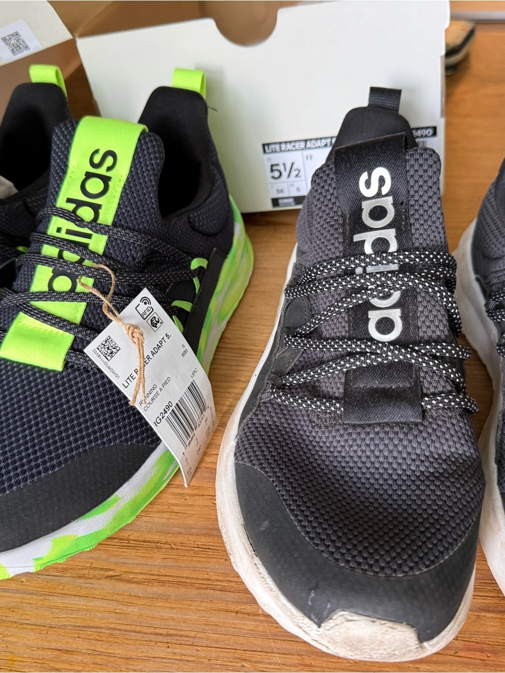 Two pairs Adidas Lite Racer Adapt 5.0k shoes